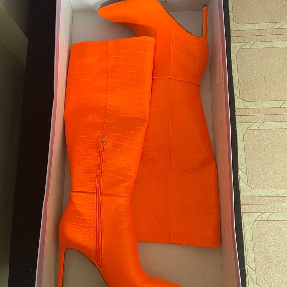 Vibrant Orange Women's Knee-High Boots